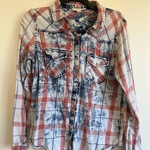 Lovestitch Blue and Red Plaid Button Down Shirt